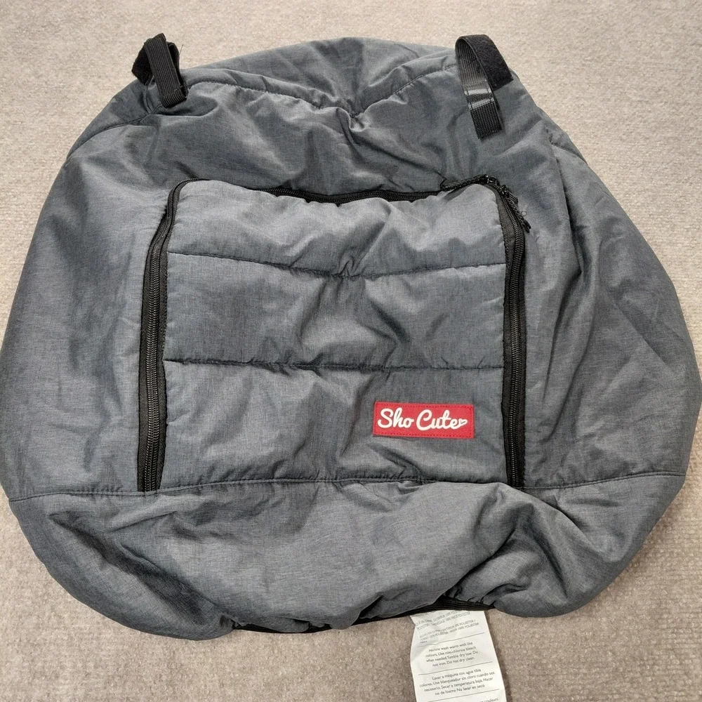 Sho Cute Gray With White Fleece Lined Quilted Winter Baby Car Seat Cover Zipper